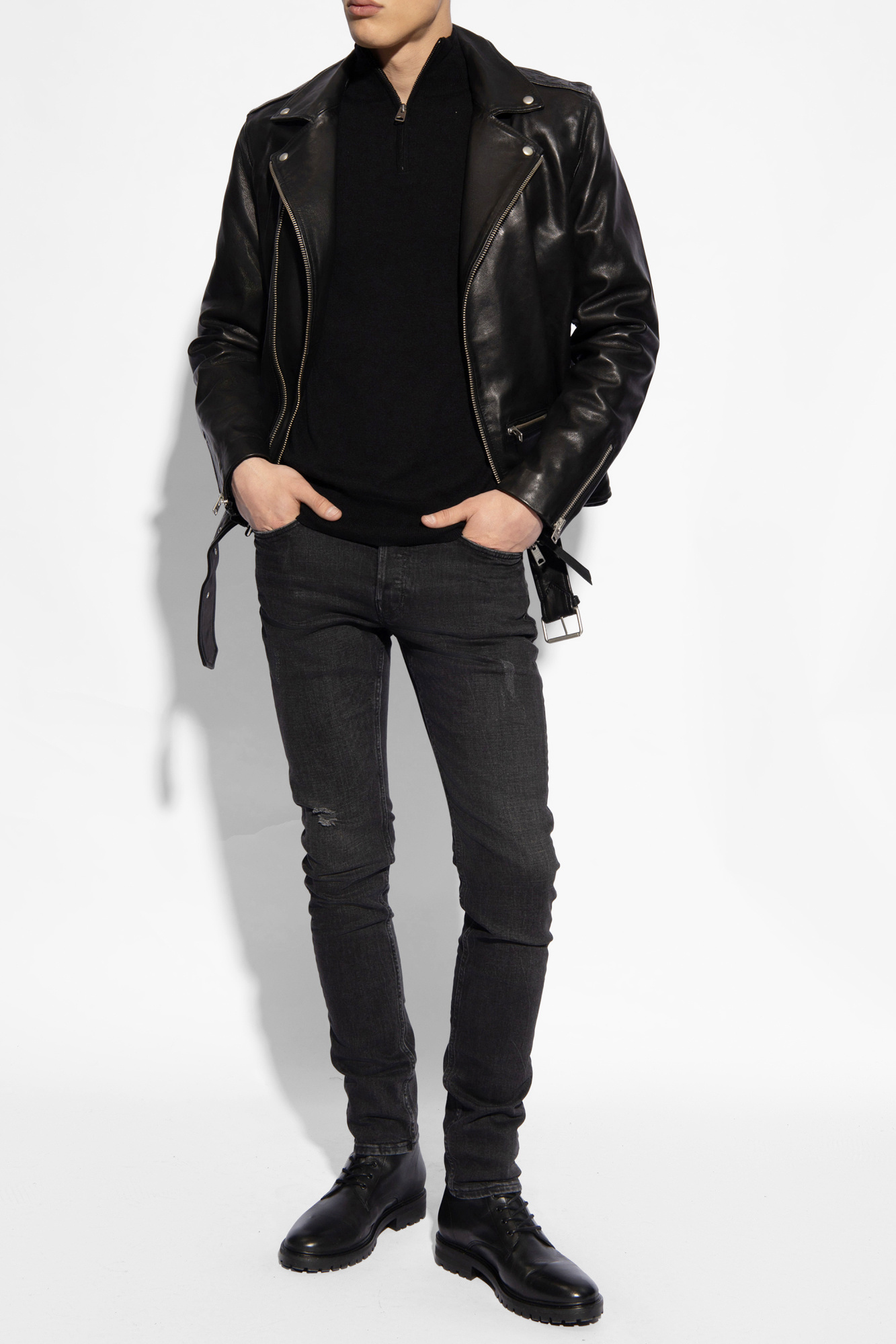 All saints wick shop leather biker jacket